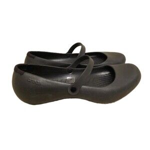 Crocs Womens Alice Work Flats Classic Black Mary Jane Shoes Slip Resistant Sz 12